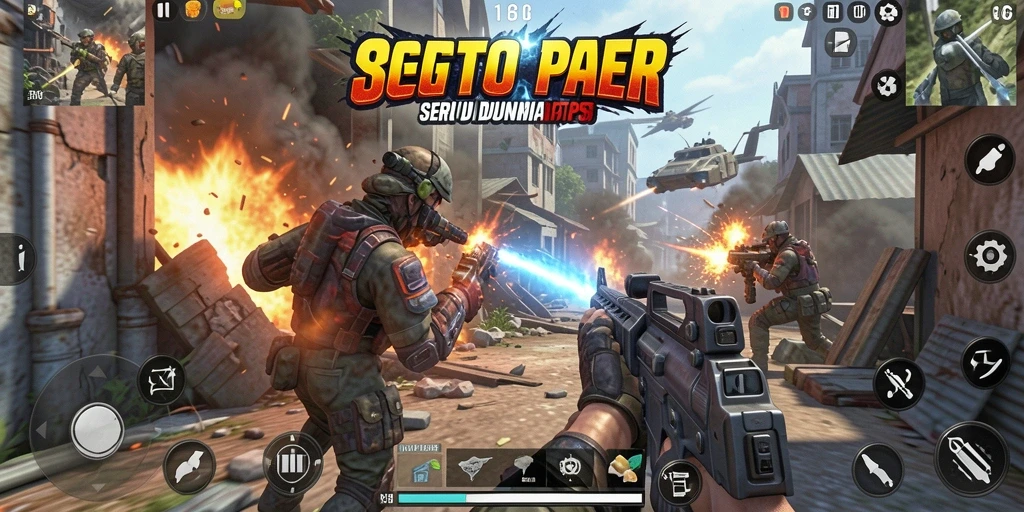 Screenshot menunjukkan aksi pertempuran intens dalam game TPS 8G8G.