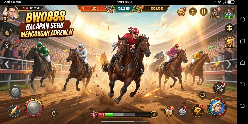 Tampilan gameplay BWO888 yang mendebarkan di lintasan balap.