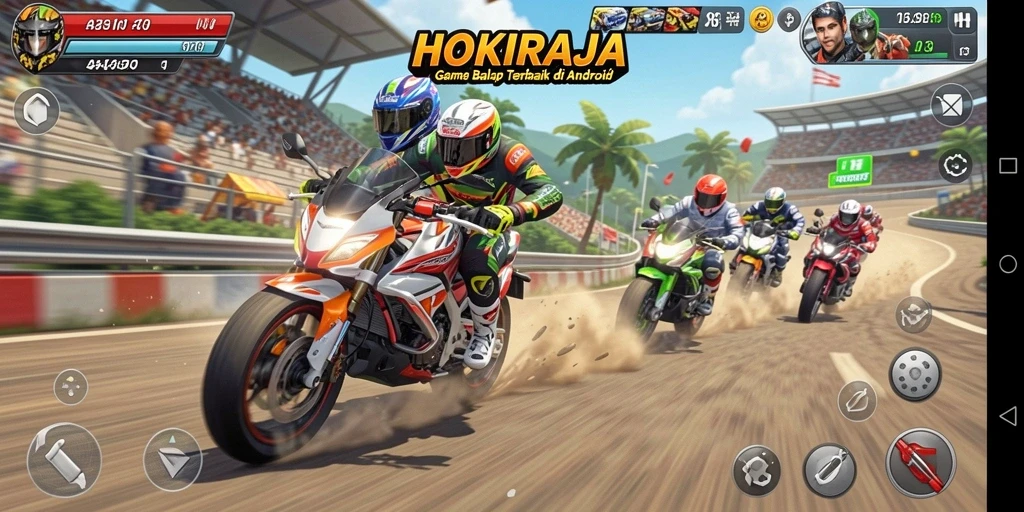 Gameplay Racing seru dan adiktif di HOKIRAJA.
