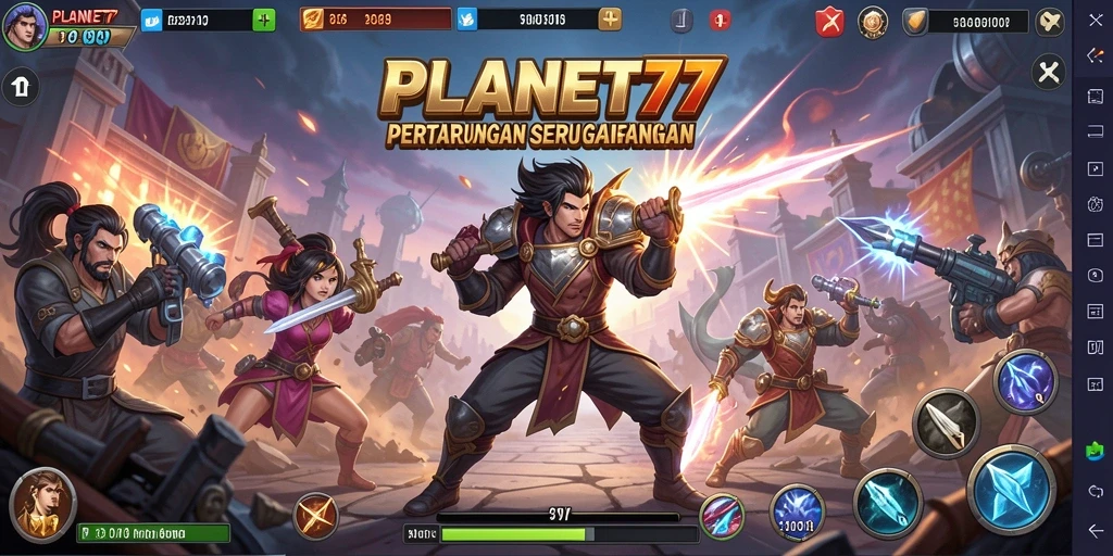 Tampilan gameplay menarik dari PLANET77 dalam pertarungan seru.