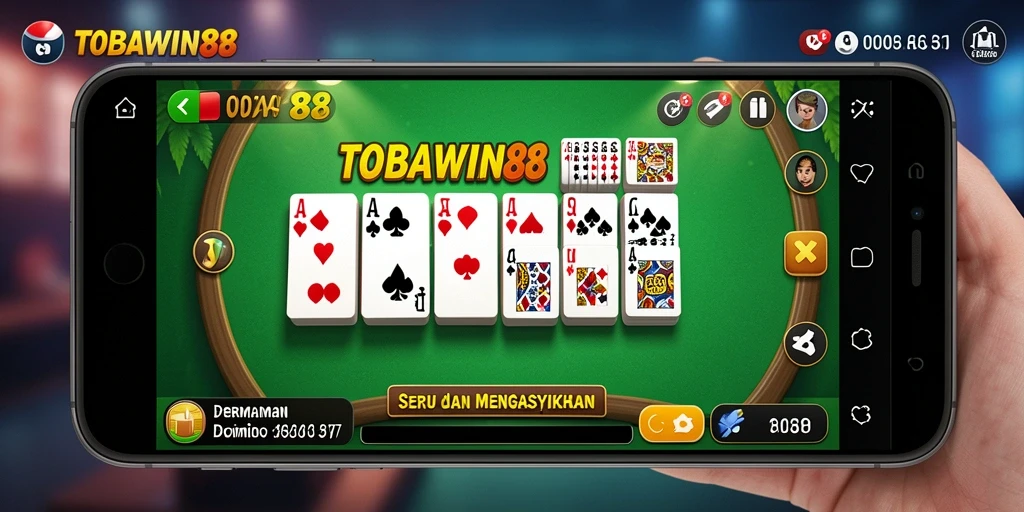 Screenshot permainan TOBAWIN88 menampilkan aksi domino yang seru dan menghibur.